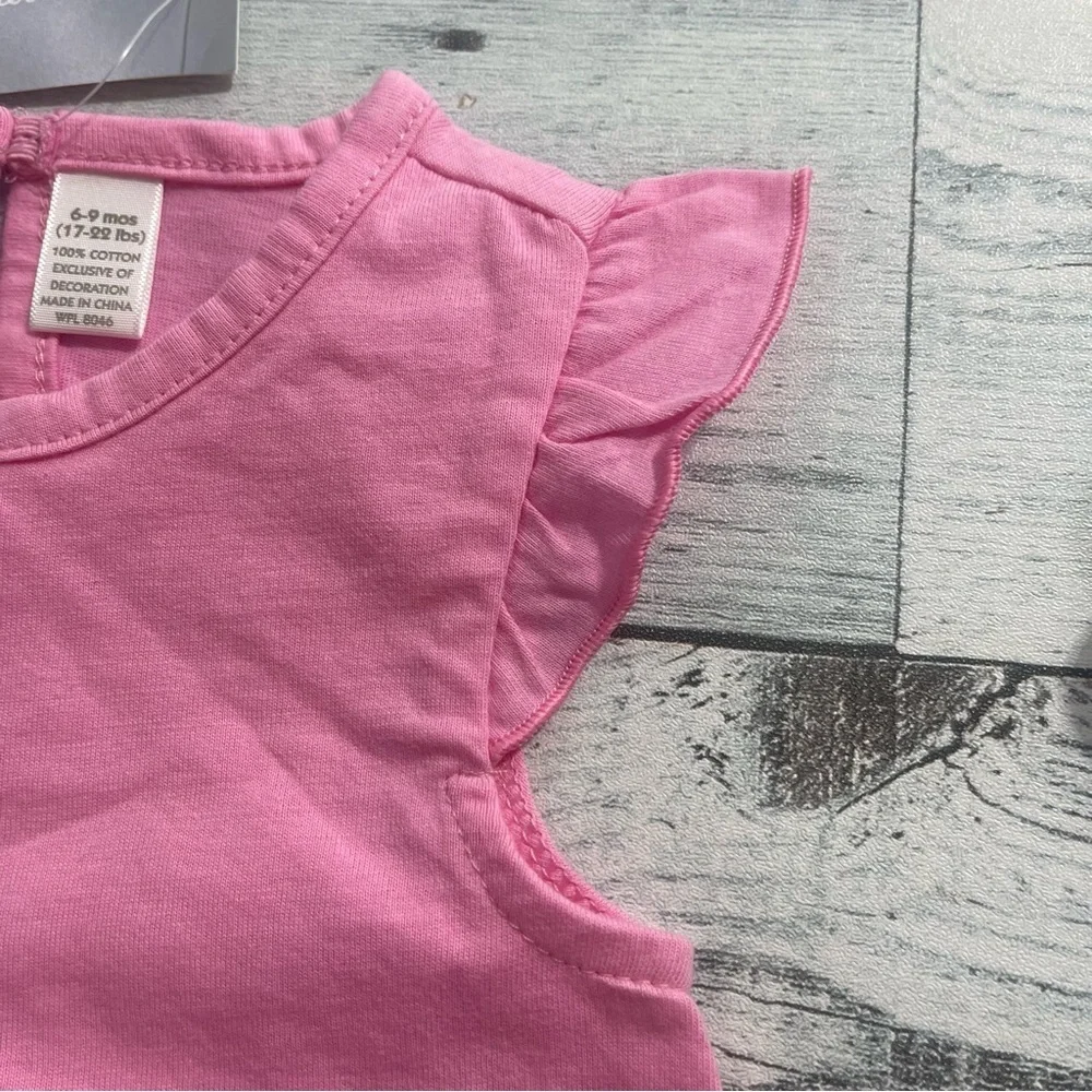 First Impressions Pink Appliqué Bunny Romper Sunsuit 6-9 Months (17-22lbs) NWT
